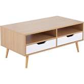 Astro Coffee Table in Natural & White Wood